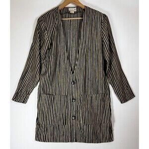 Vintage‎ Scarlett Cardigan Tunic Blazer Womens Medium Striped Long Made USA 80s